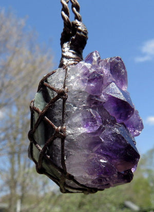 RESERVED FOR LEONDRE, Amethyst necklace, Healing Crystal Necklace, Raw Amethyst necklace, Raw Amethyst pendent, Calming crystals, macrame
