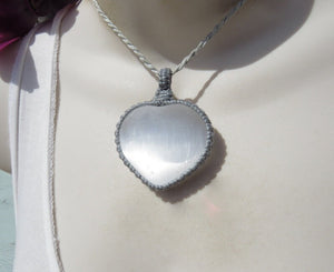 Christmas gifts for women, Selenite Heart Necklace, selenite pendant necklace, selenite for sale, selenite jewelry, reiki crystals