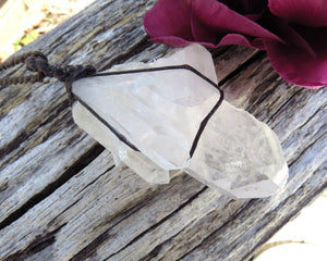 Large Quartz protection crystal necklace, Quartz with rainbow, etsy quartz, crystal point necklace, Earth Aura Creations, free shipping