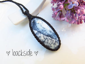 Dendrite Opal Agate Necklace, christmas gift for women, oval gemstsone necklace, stone pendant necklace, merlinite gemstone, merlinite gem