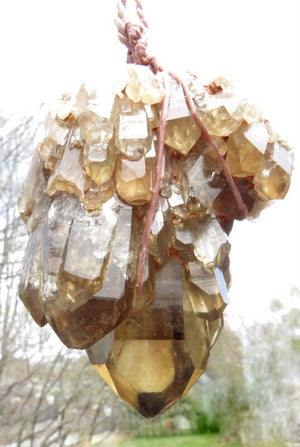 Large Kundalini Citrine crystal necklace, Citrine Necklace, raw citrine, citrine crystal meaning, citrine pendant, macrame necklace