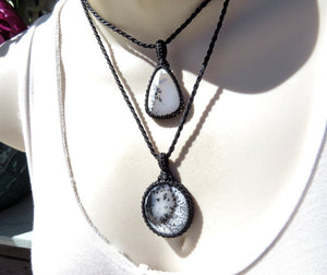 Dendrite Opal Agate Layered Necklace Set, Agate necklace, Growth and Change, Stacked necklace set, black and white, jewelry set