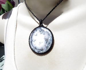 Dendrite Opal Necklace,  dendrite opal pendant, growth and change, healing agate jewelry, merlinite necklace, for mom, self care gift