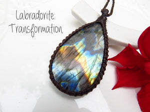 Gifts for her, Teardrop Rainbow Labradorite Necklace-Natural Stone Pendant Necklace-Healing Labradorite Necklace-Crystal Energy Necklace