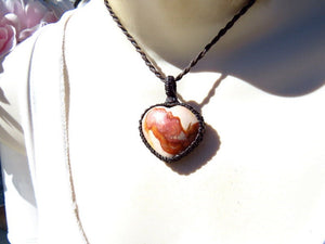 Polychrome Heart Jasper Necklace / Jasper jewelry / Heart shape stone / Healing jewelry / Macrame necklace / jasper pendant necklace