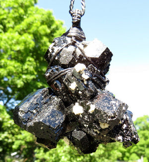Large Black Tourmaline crystal necklace / protection gift / raw tourmaline necklace / black tourmaline  / raw tourmaline crystal cluster