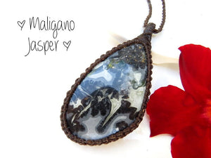 Large Maligano Jasper macrame necklace, maligano jasper jewelry, macrame necklace, valentines day gift, gift for her, unique gifts for him