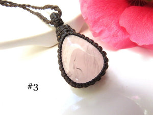 Dainty Rose quartz pendant necklace, rose quartz necklace