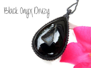 Gifts for her, Onyx jewelry, Extra Large Black Onyx Druzy Necklace, Gemstone Jewelry, Druzy necklace, stone necklace, statement necklace