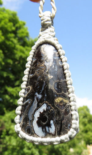 Petrified Palmwood macrame necklace, father gift, palmwood jewelry, palmwood meaning, petrified wood gemstone, petrified wood benefit