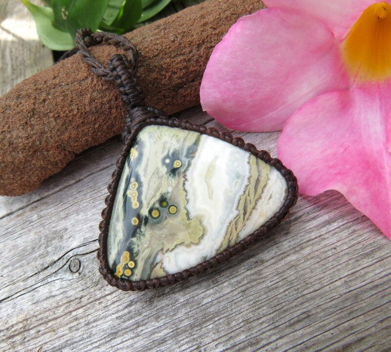 Light Ocean Fishing Pendant // Ocean Jasper Jewelry // Stone