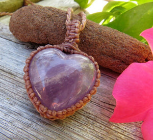 Amethyst necklace, macrame necklace, heart shaped pendant necklace, i love you gift ideas, for her, purple heart, cutesy charms, witchy