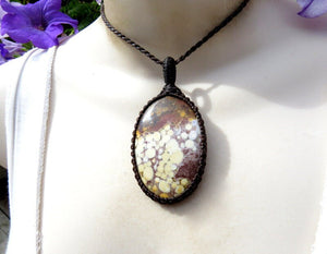 Crystal necklace, Ocean Jasper necklace, Jasper necklace, healing crystals and stones, ocean jasper for sale, macrame necklace