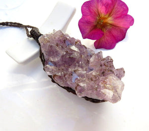 Purple jewelry,  Amethyst necklace, Healing Crystal Necklace, Amethyst necklace, Raw Amethyst pendent, Reiki Healing, macrame necklace