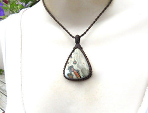Ocean Jasper macrame necklace, ocean jasper jewelry, jasper necklace pendant, ocean jasper for sale, ocean jasper meaning, macrame gemstone