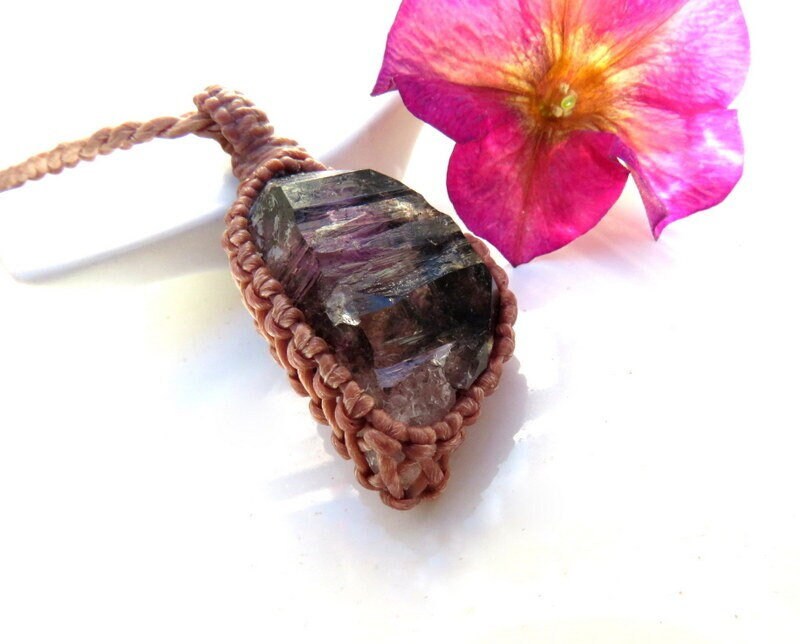 RARE Shangaan Amethyst macrame necklace, Soulmate crystal, Amethyst jewelry, African Amethyst, Girlfriend gifts, macrame necklace