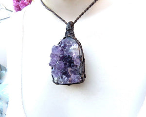 Purple amethyst druzy necklace, amethyst for sale, etsy amethyst, raw amethyst jewelry, purple crystal necklace, christmas gift ideas
