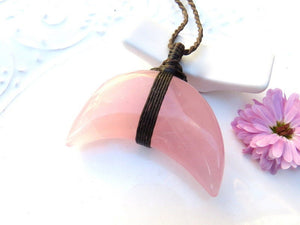 Rose Quartz moon crystal necklace pink quartz healing crystal jewelry etsy crystals best sellers rose quartz gemstone gift ideas for her
