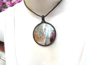 Petrified Wood Necklace, Petrified Wood Jewelry, mom gifts, Macrame jewelry, grounding stones, macrame necklace