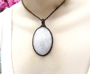 Large blue flash Moonstone pendant necklace / moonstone necklace