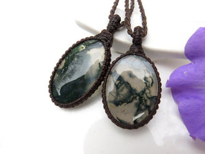 Moss Agate necklace set, green moss agate necklace, moss agate green, macrame layering necklace, macrame jewelry, gift ideas for her