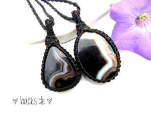 Sardonyx necklace set / macrame necklace / happiness gemstone / Sardonyx jewelry / healing gemstone jewelry / black theme gift / gothic /