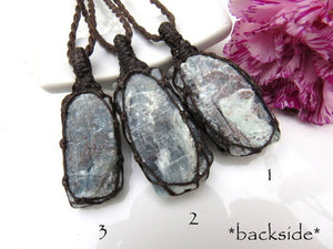 Sapphire in Kyanite macrame Necklace, modern jewelry, Blue Kyanite Necklace, Kyanite pendant, blue healing gemstones, meditation gift