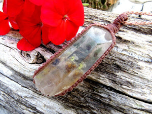 Chlorite Quartz crystal healing necklace, macrame necklace, quartz crystal pendant, unique gift ideas, for her, valentines day gift