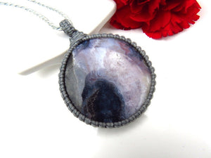 RARE Purple Moss Agate pendant, Moss Agate necklace, Macrame necklace, necklace, macrame jewelry, gift ideas for her, free shipping