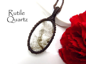 Rutile Quartz Necklace, Golden Rutile, Strength crystals, Health Care Worker Gift, Healing Crystal Energy healing, Free shipping