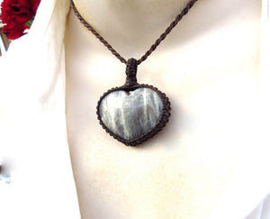 Blue Moonstone heart necklace belomorite gemstone necklace valentine's day gift ideas moonstone gemstone necklace handmade jewelry for women