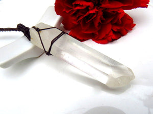 Lemurian Quartz crystal macrame necklace, clear quartz crystal healing necklace, lemurian quartz for sale, lemurian quartz meaning