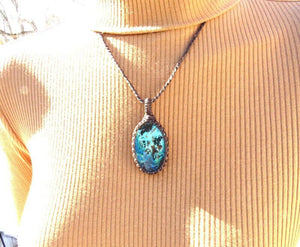 Boho Azurite Gemstone Necklace, Funky jewelry,  blue theme, Gifts for her, blue gift ideas, Healing stones for love, Meaningful gifts