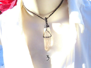 Lemurian Quartz crystal macrame necklace set, empath gifts, calming crystal necklace, quartz crystal necklace, crystal healing necklace