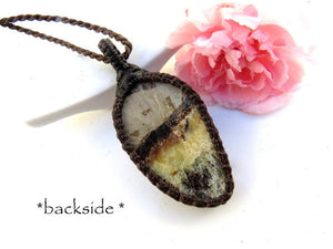 Septarian Necklace / Septarian jewelry / Fossil necklace / Dragon Stone / Healing stones and crystals / Macrame / Men jewelry