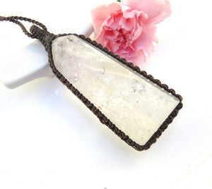 Quartz crystal tower macrame necklace quartz healing crystal jewelry unique witchy christmas gifts for her quartz crystal pendant