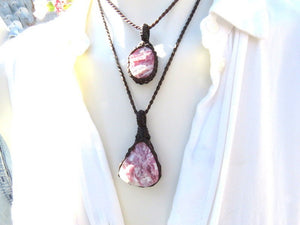 Pink Touramaline Layered Necklace set, Best friend gift, Tourmaline Necklace, Jewelry set, Tourmaline crystal, Macrame Necklace, layering
