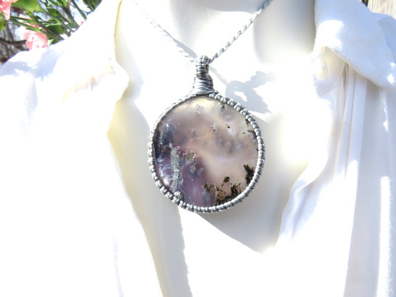 Purple Agate orders Stone Necklace