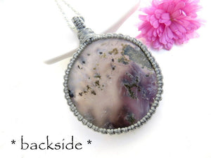 RARE Purple Moss Agate pendant, Moss Agate necklace, Macrame necklace, macrame jewelry, boho accessorie, purple agate, unique accessories