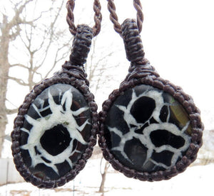 Septarian Necklace Set, Septarian Geode, macrame necklace, septarian fossil, mens necklace, mans necklace, gift for him, guy gifts