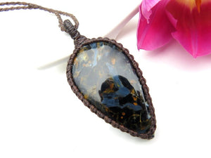 Crystal healing necklace, Pietersite Necklace, Pietersite pendant, healing gemstone necklace, tempest stone, pietersite for sale,