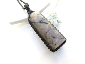 Black Tourmalated Quartz crystal healing necklace unique self care gifts for her black tourmaline healing pendant necklace tourmaline tower