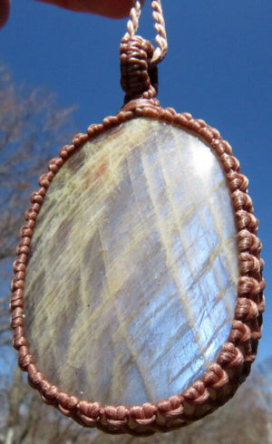 Rare Sunstone Moonstone macrame necklace libra birthday gift ideas sunstone gemstone necklace blue flash moonstone sunstone jewelry