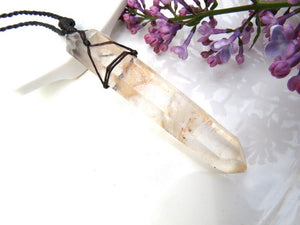 Crystals for sensitive souls, Empath crystals, Lemurian Crystal necklace, Quartz Crystal Necklace, Crystal healing, macrame necklace