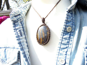 Large Red Tiger Iron Necklace / Tigers Eye necklace