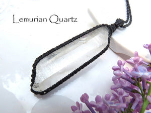 Lemurian Laser Quartz crystal macrame necklace, clear quartz crystal healing necklace, lemurian quartz for sale, lemurian quartz meaning