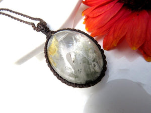RESERVED FOR PAULINA, Garden Quartz necklace, macrame necklace, womens healing crystal jewelry, Good Energy crystal, Minimalist necklace