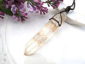 Crystals for sensitive souls, Empath crystals, Lemurian Crystal necklace, Quartz Crystal Necklace, Crystal healing, macrame necklace