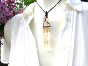 Crystals for sensitive souls, Empath crystals, Lemurian Crystal necklace, Quartz Crystal Necklace, Crystal healing, macrame necklace