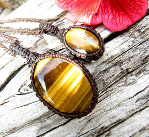 Couples gift, Tigers Eye stacked necklace set, macrame jewelry, anniversary gift for men, Unisex necklace, Kids jewelry, Men jewelry